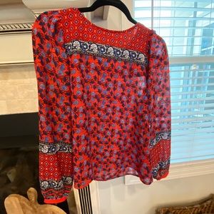 Red and navy Loft blouse.